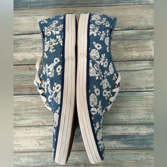 Keds Comfy Lace Up Walking Sneakers Blue Floral Print- Sz 6.5 - Picture 4 of 15